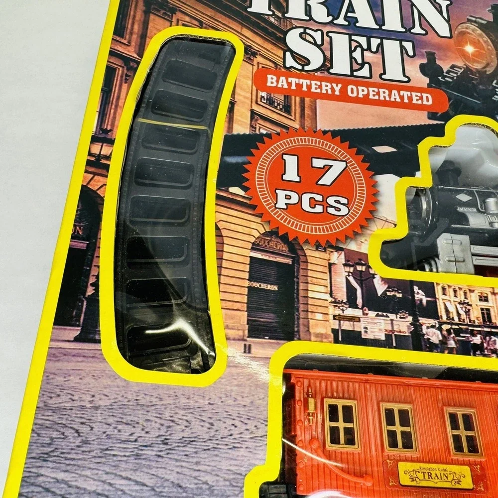 Train‎ Set Battery Operated 17 Piece Lights & Sounds Age 3+ Huajun Toys NEW